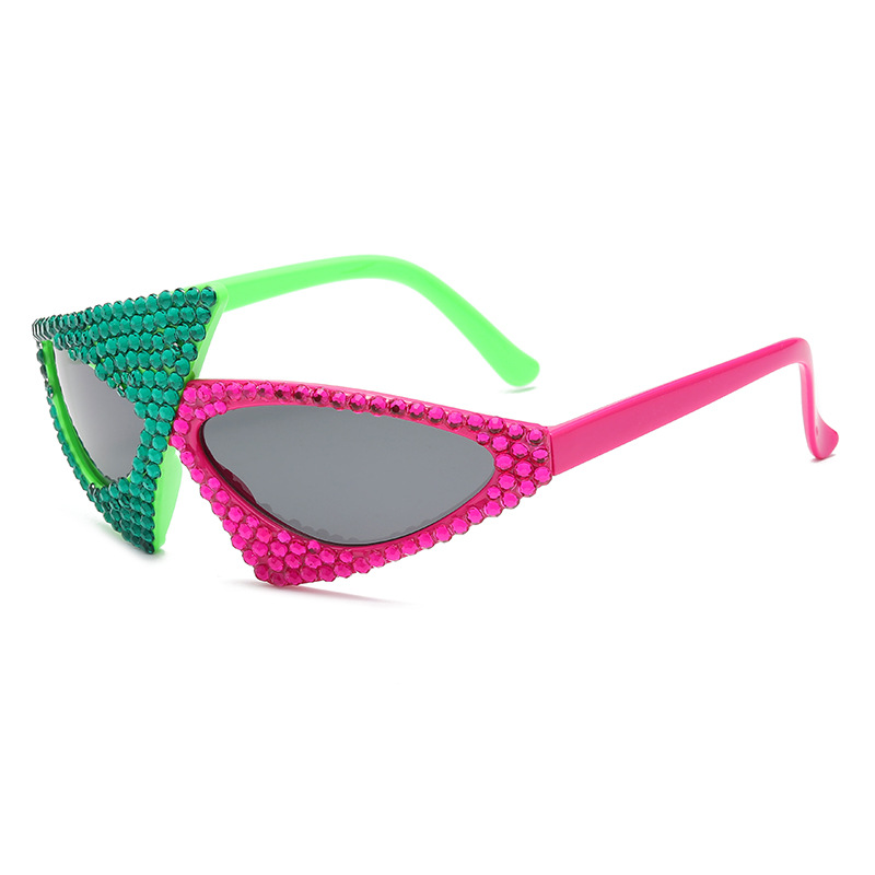 Alien diamond studded triangular sunglasses, retro glasses, women's party party sunglasses, UV resistant sunglasses - Image 5