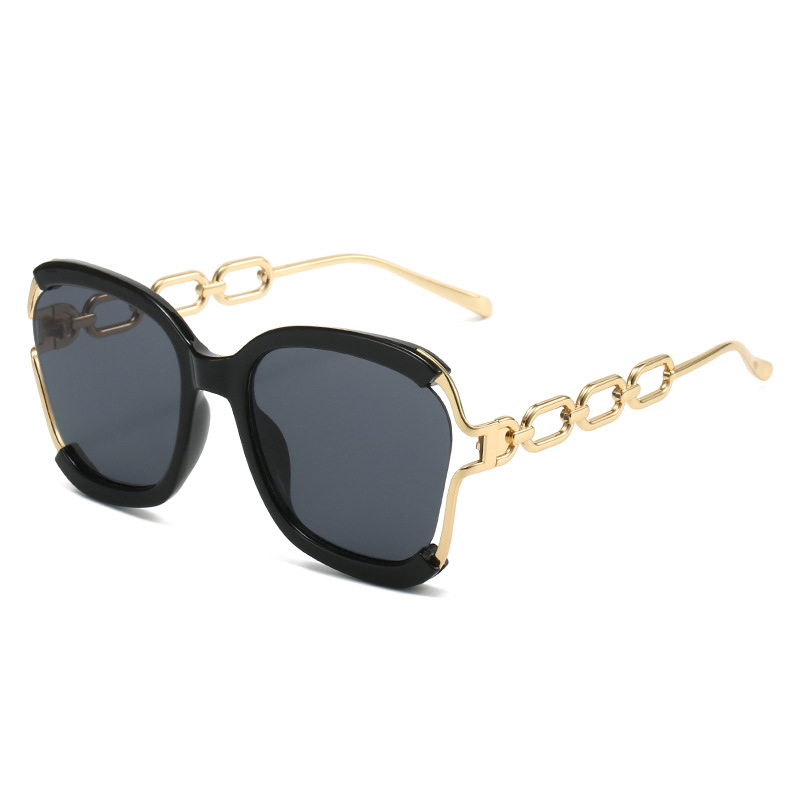 Chains Sunglasses European and American Street Photography Fashion Trend Metal Hollow Brushed Glasses UV400 - Image 6