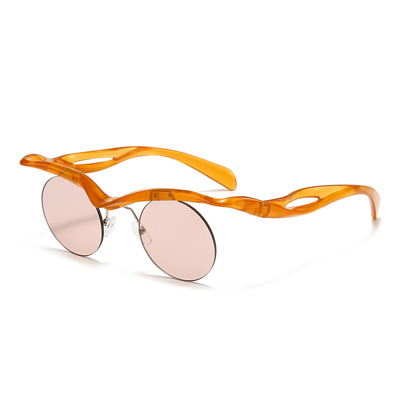 New Sunglasses Women's Round Frame Sunglasses Men's Trendy Ins Alien Half Frame Eyebrow Personalized Sunglasses - Image 5