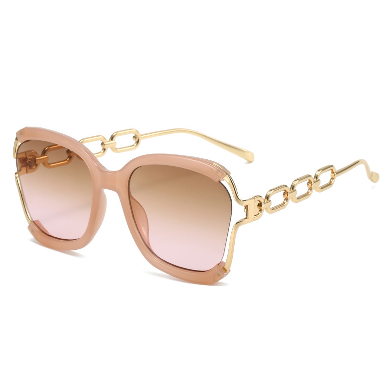 Chains Sunglasses European and American Street Photography Fashion Trend Metal Hollow Brushed Glasses UV400 - Image 11
