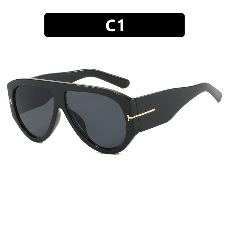 T-shaped large frame sunglasses, pilot's toad fashion cross-border sunglasses, personalized women's sunglasses - Image 2